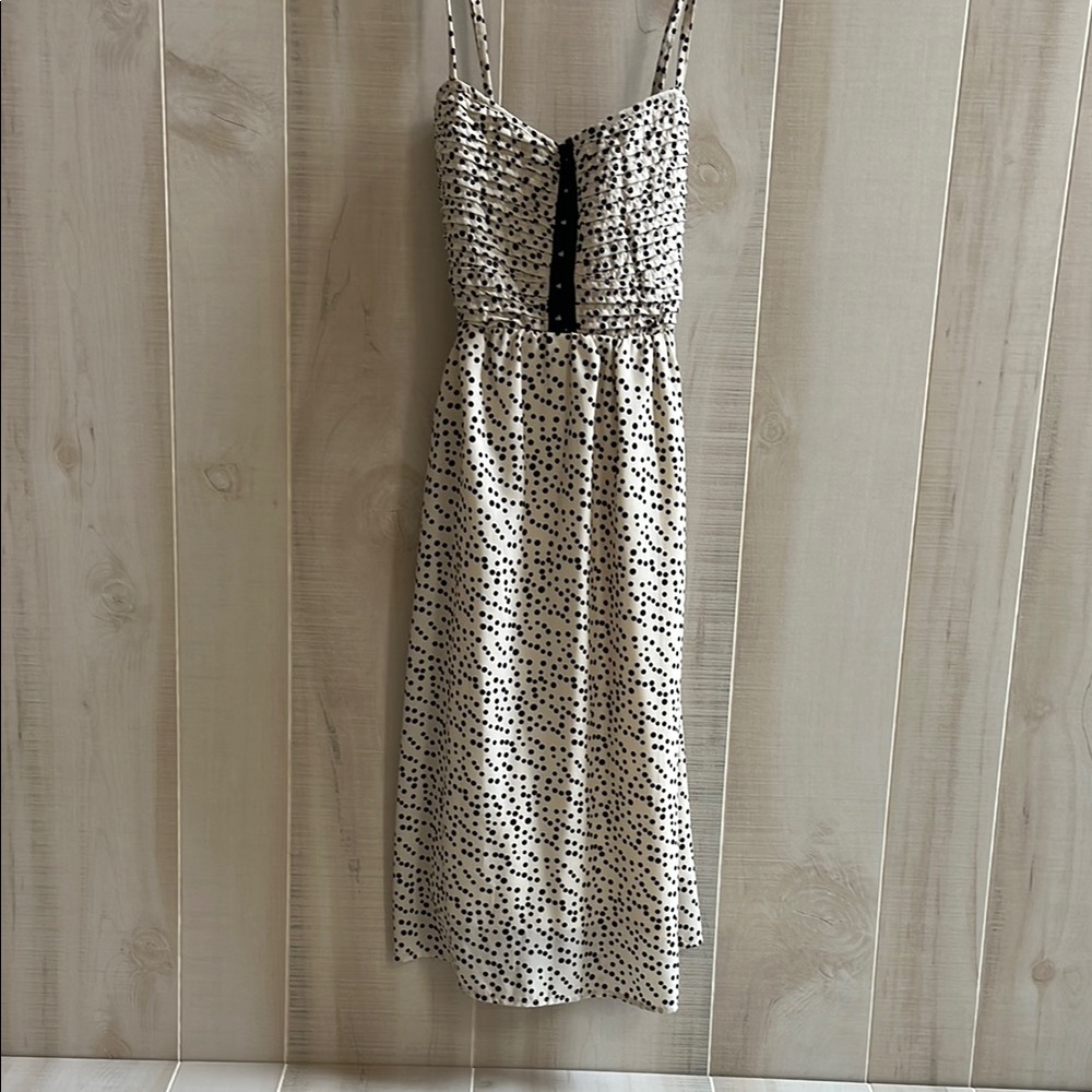 White with Black Polka Dot Esley Sleeveless Midi Sundress NWT size Medium